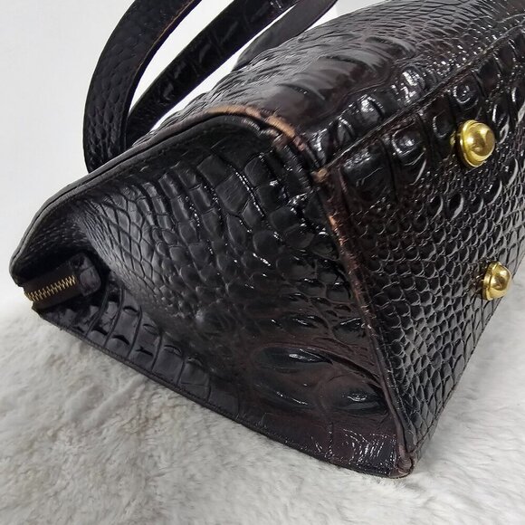 Brahmin Chocolate Croc Embossed Shoulder Bag Classic - Picture 12 of 16
